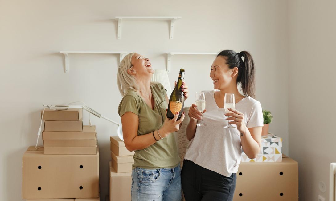 ladies celebrating in their new home